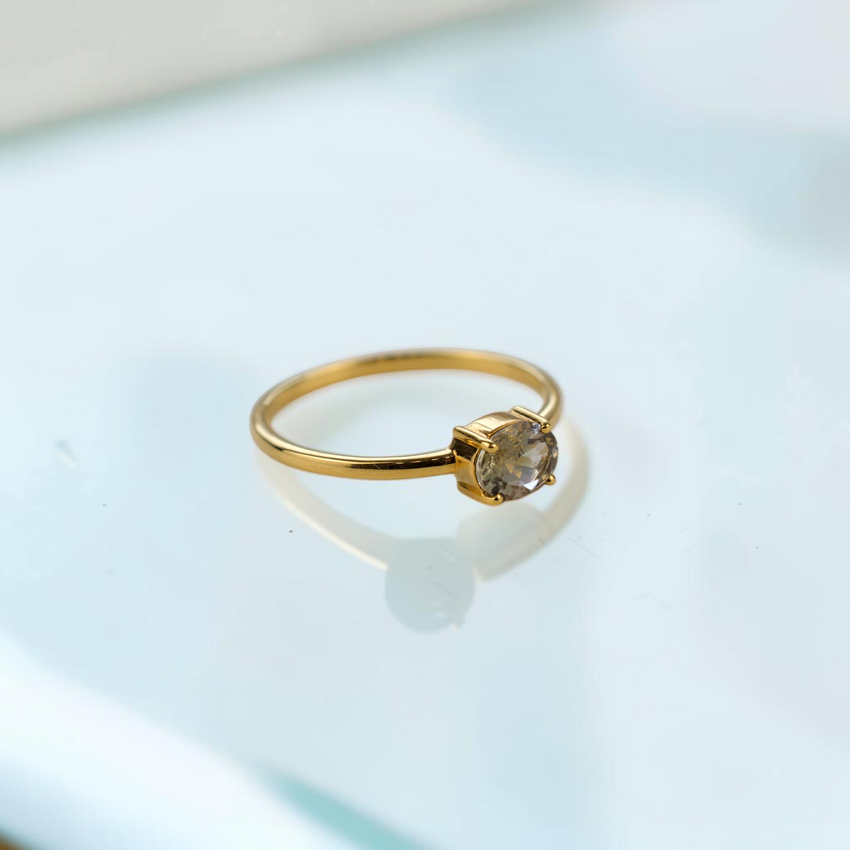 Bellisのバイカラートルマリンを使用したK18ゴールドコーティングのSV925一粒リング