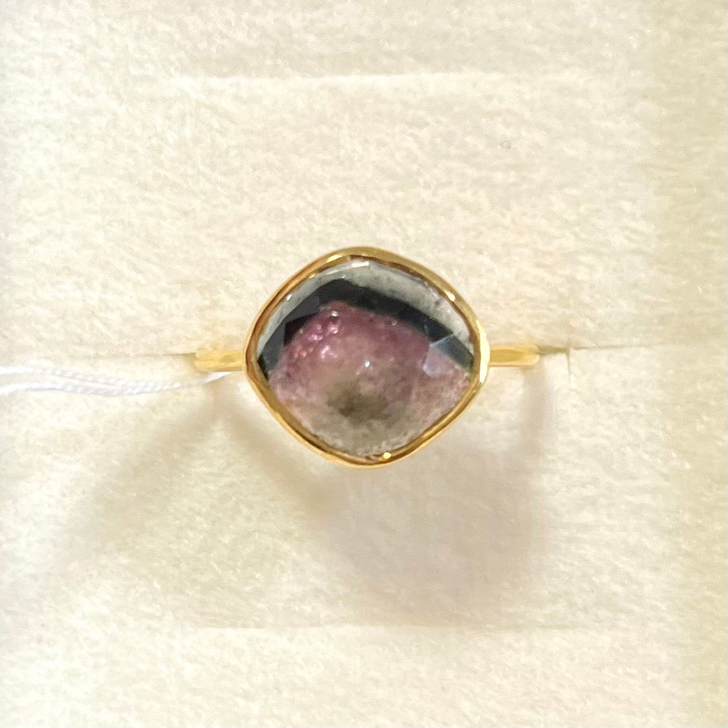 専用ページ ウォーターメロントルマリン14・23・K18 Jagged chain ring