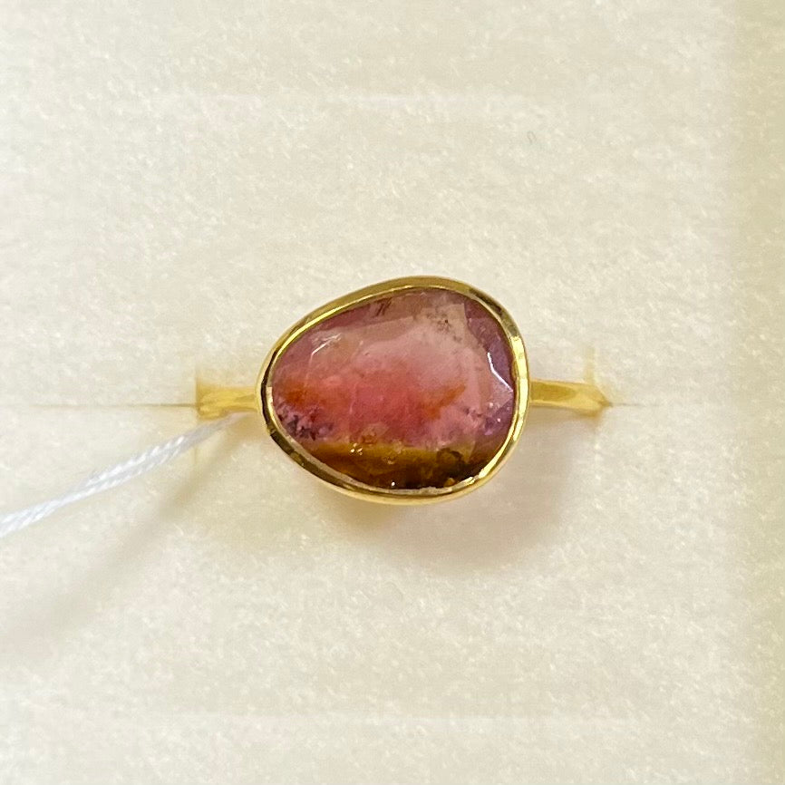 専用ページ ウォーターメロントルマリン7・22・K18 Jagged chain ring