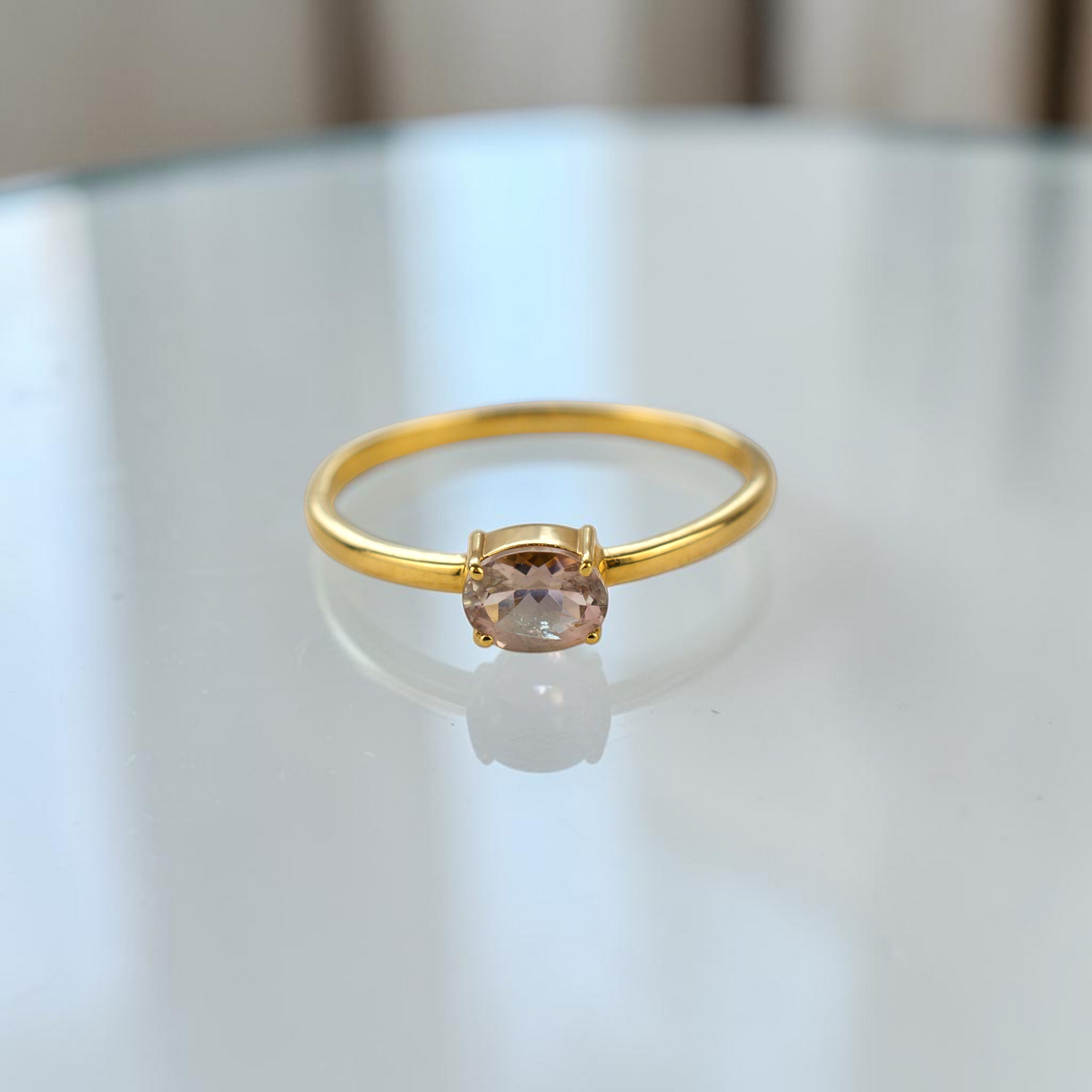BellisのバイカラートルマリンをあしらったK18ゴールドコーティングのシルバー925リング